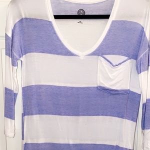 Striped top (bluish purple and white)
